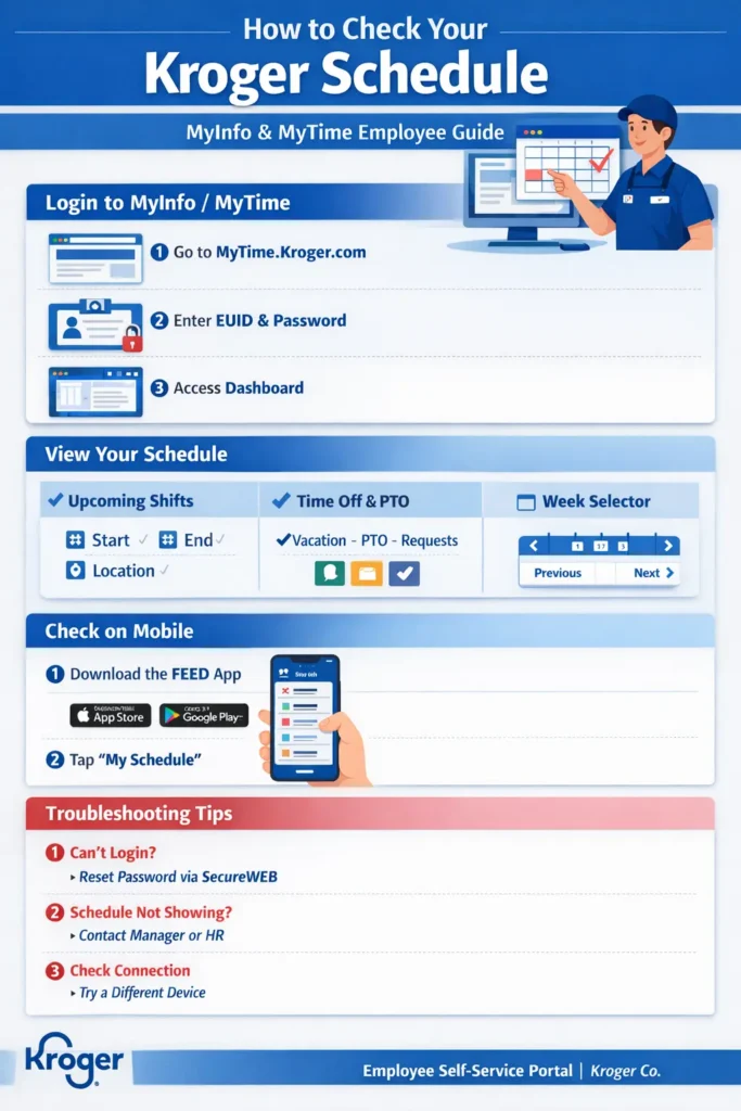 How To Check Kroger eSchedule infographic.